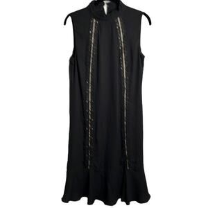 Worthington Black High Neck Bottom Ruffle Dress Size Medium